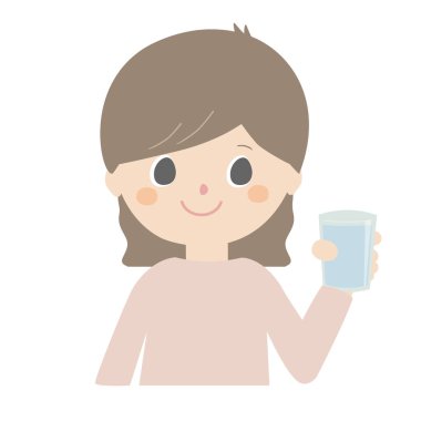 Elinde bir bardak su tutan güzel bir kız resmi..