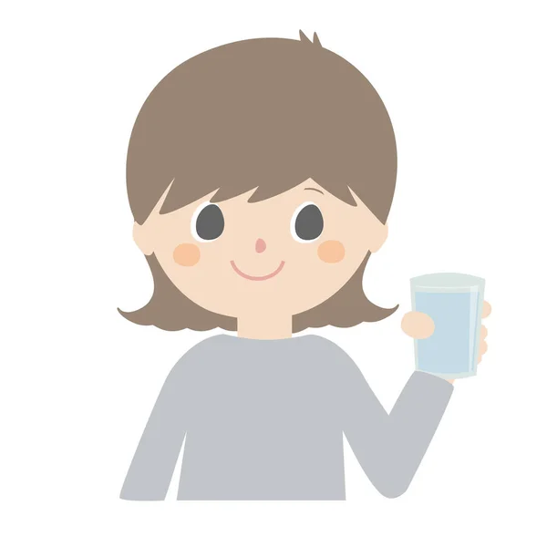 Een Schattige Illustratie Van Een Meisje Dat Een Glas Water — Stockvector