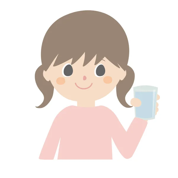 Een Schattige Illustratie Van Een Meisje Dat Een Glas Water — Stockvector
