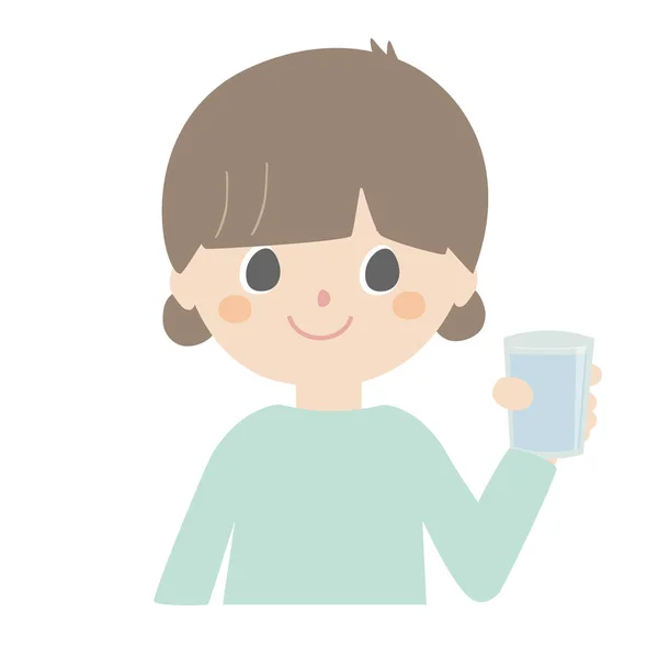 Een Schattige Illustratie Van Een Meisje Dat Een Glas Water — Stockvector