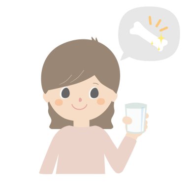 Elinde bir fincan süt tutan bir kızın hoş bir çizimi..