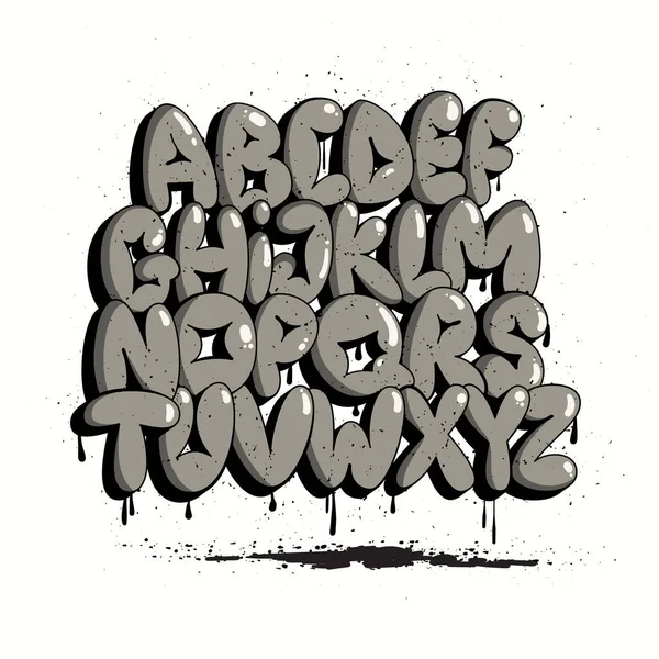 Graffiti Bubble Alphabet. Letras bolhas. Graffiti fonte, conjunto de tipografia. Vetores De Bancos De Imagens