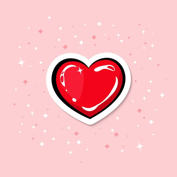 Heart shape sticker for Valentines Day. Cartoon romantic element. — Stock Vector