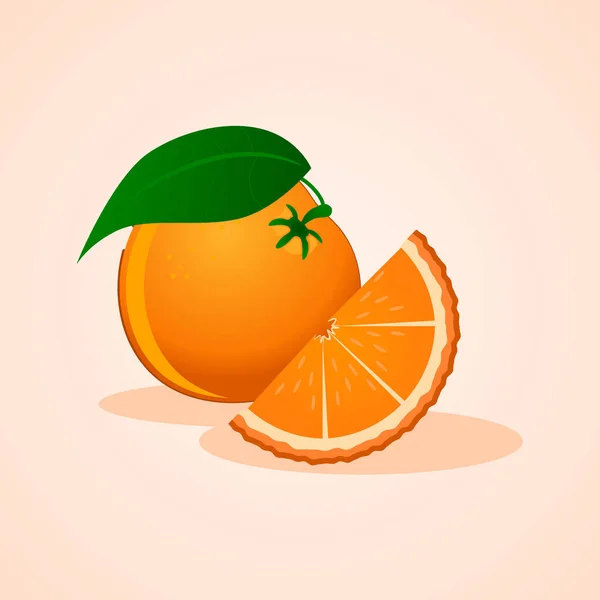 Sliced Orange Fruit Vector Flat Design — Stock Vector