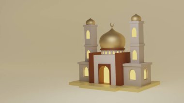Cami 3D illüstrasyon basit ve minimalist