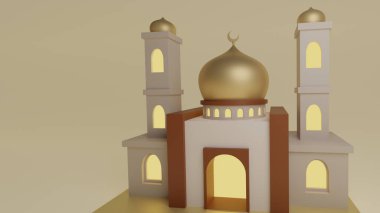 Cami 3D illüstrasyon basit ve minimalist