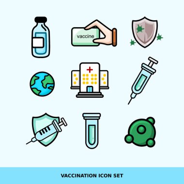 Detaylı renk ve ana hatlara sahip vektör aşısı simgesi afişler, web siteleri ve daha fazlası için kullanışlıdır