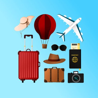 seyahat sırt çantası vektör paketi