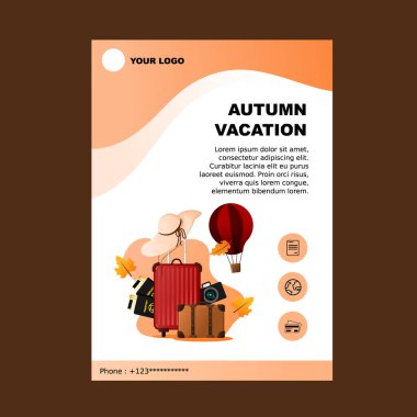Sonbahar tatili vektör illüstrasyon broşürü tasarım boyutu A4