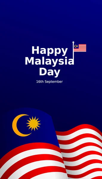 Happy Malaysia Day Flat Vector Illustration Social Media Story Design — Stock Vector