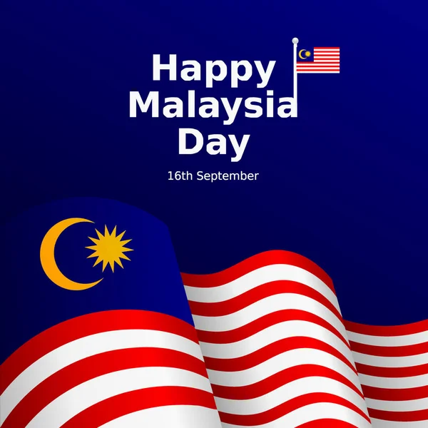 Heureux Malaysia Jour Plat Vecteur Affiche Design — Image vectorielle