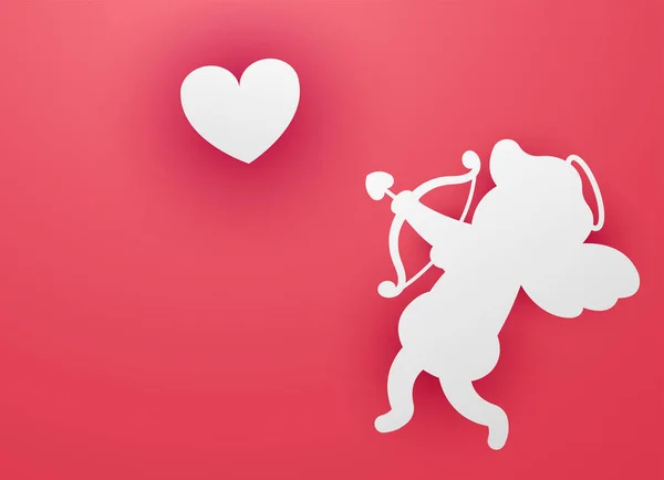 Conceito Vetorial Banner Web Para Dia Dos Namorados Cupido Papel —  Vetores de Stock