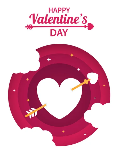 Κάρτα Ημέρας Του Vector Valentine Εφέ Κομμένου Χαρτιού Καρδιά Τρυπημένη — Διανυσματικό Αρχείο