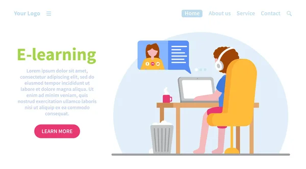 Concepto Banner Web Para Educación Línea Learning Puede Ser Utilizado — Vector de stock