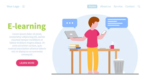 Concepto Banner Web Para Educación Línea Learning Puede Ser Utilizado — Vector de stock