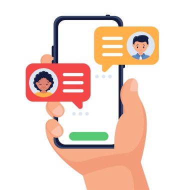 Akıllı telefondan mesaj gönderme kavramı başarılı. E-posta ile. Eller telefonu tutsun ve mesaj göndermek için tıklayın. İnternet üzerinden hızlı bilgi. Akıllı telefon uygulamaları ve web siteleri için kullanılabilir.