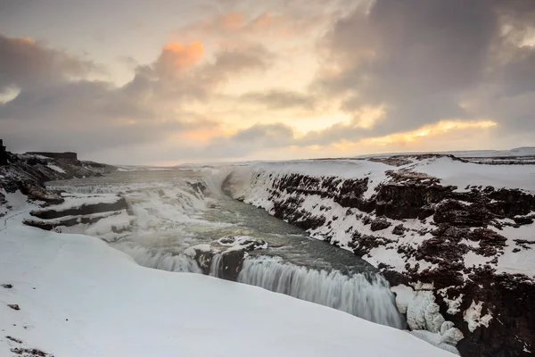 Замороженный Водопад Галльфосс — стоковое фото