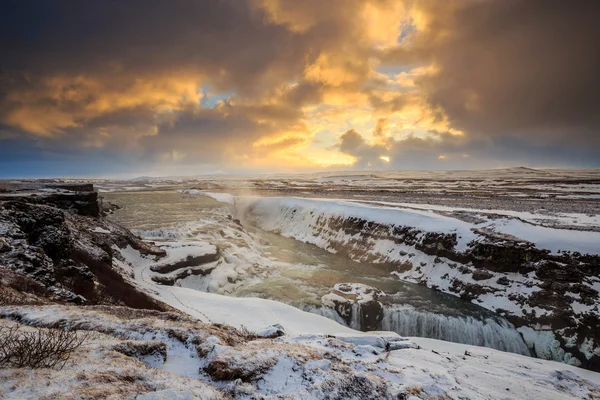 Cascada de Gullfoss congelada, Islandia — Foto de Stock