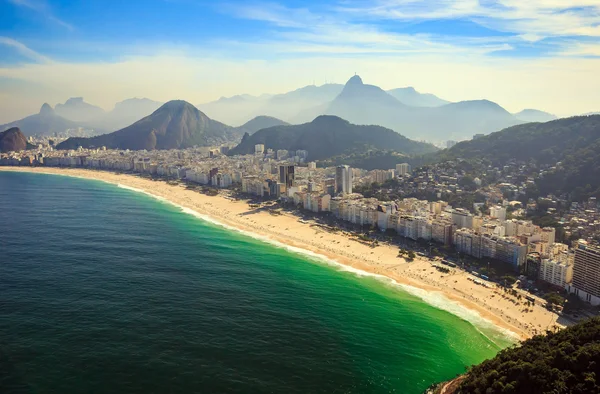 Aerial view of famous Copacabana Beach and Ipanema beach — Stock Photo, Image