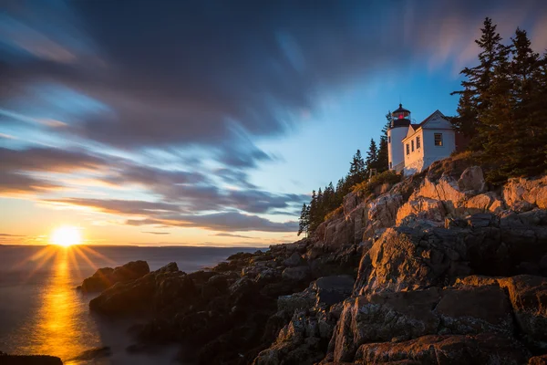 Bass Harbor maják při západu slunce — Stock fotografie