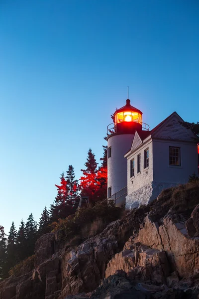 Bass Harbor maják při západu slunce — Stock fotografie