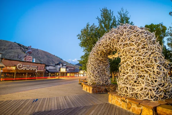 Centrum Jackson Hole w stanie Wyoming, Stany Zjednoczone Ameryki — Zdjęcie stockowe
