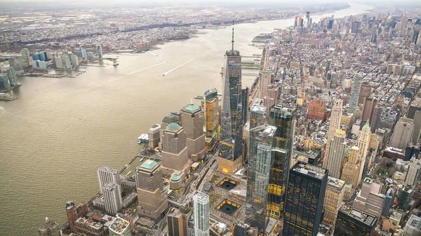 Vista Aérea Horizonte Manhattan Pôr Sol Nova Iorque Nos Estados — Fotografia de Stock