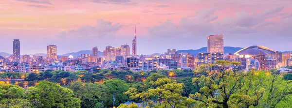 Fukuoka Cidade Horizonte Japão Pôr Sol — Fotografia de Stock