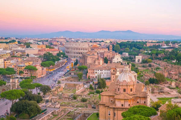 Vista Superior Del Horizonte Ciudad Roma Con Coliseo Foro Romano —  Fotos de Stock