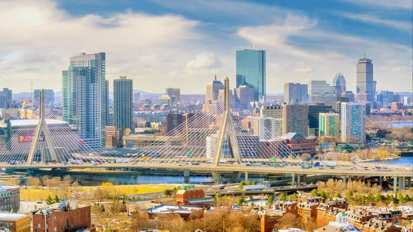 Skyline Boston Massachusetts Usa Una Giornata Sole — Foto Stock