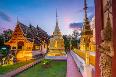 Wat Phra Singh tapınağı eski şehir merkezinde, Chiang Mai, Tayland
