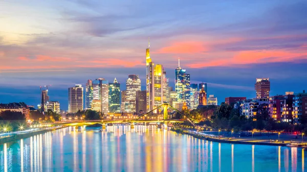 View Frankfurt City Skyline Germany Sunset — Stock Photo, Image