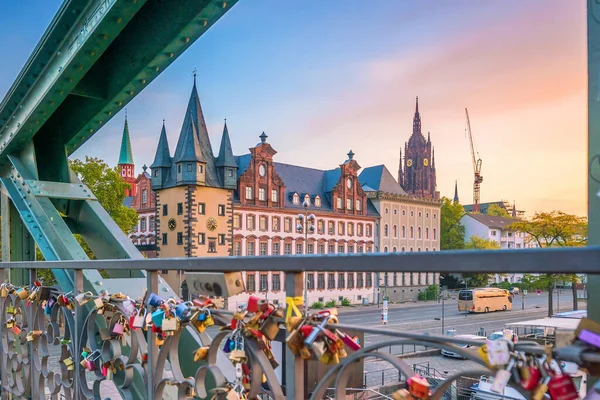 Vista Del Horizonte Frankfurt Alemania Atardecer — Foto de Stock