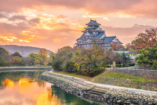 Castillo Okayama Temporada Otoño Ciudad Okayama Japón Atardecer — Foto de Stock