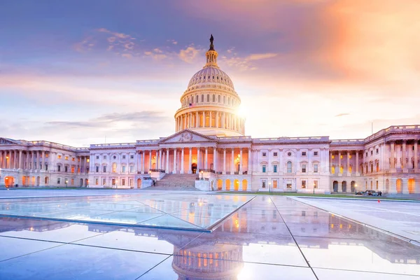 United States Capitol Building Dome Lit Night — Stock Photo, Image
