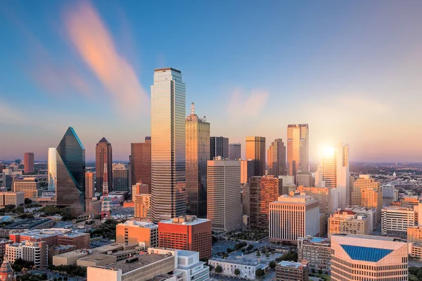 Dallas Texas Paisaje Urbano Con Cielo Azul Atardecer Texas — Foto de Stock