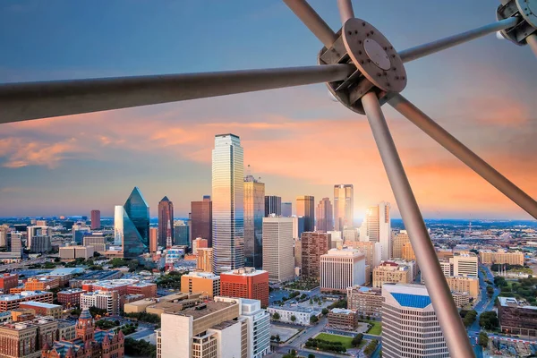Dallas Texas Cityscape Μπλε Ουρανό Στο Ηλιοβασίλεμα Τέξας — Φωτογραφία Αρχείου