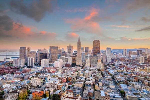 Hermosa Vista Del Centro Negocios Centro San Francisco Atardecer — Foto de Stock