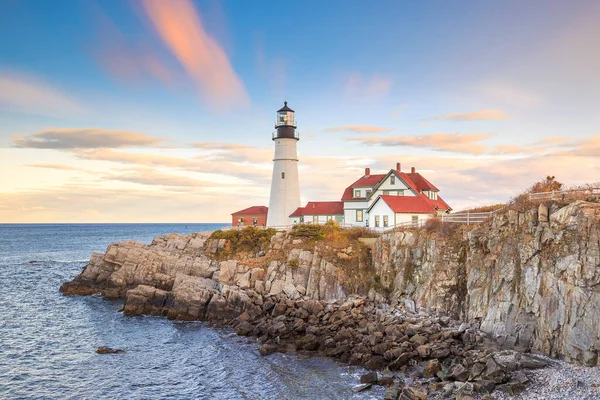 Das Portland Head Light Bei Sonnenuntergang Portland Maine Usa — Stockfoto