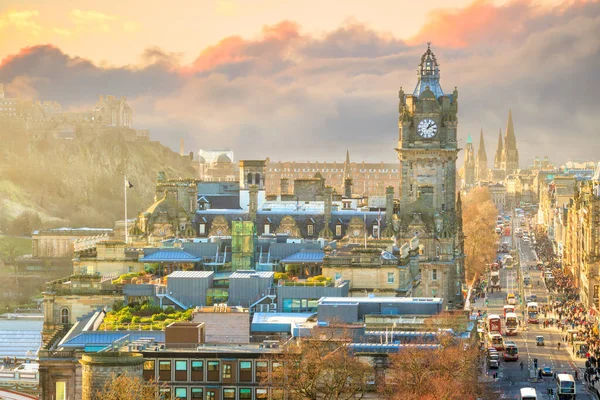 Старый Город Эдинбург Эдинбургский Замок Ночью Шотландия Великобритания — стоковое фото