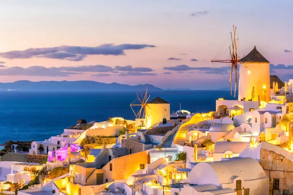 Великий Присмерк Острова Санторіні Захід Сонця Знаменитому Місті Греція — стокове фото