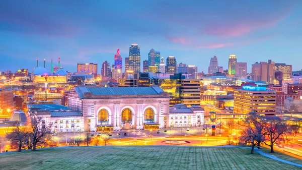 Widok Panoramę Kansas City Missouri Stany Zjednoczone Ameryki — Zdjęcie stockowe