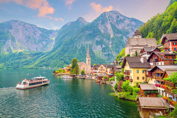 Scenic view of famous Hallstatt village in Austria, Alps. Europe