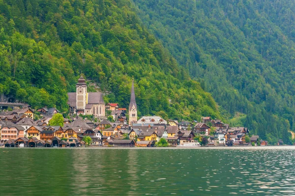 Γραφική Θέα Του Διάσημου Χωριού Hallstatt Στην Αυστρία Άλπεις Ευρώπη — Φωτογραφία Αρχείου