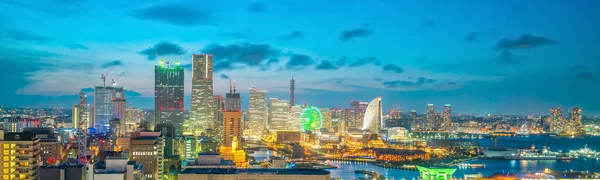 Skyline Della Città Yokohama Tramonto Giappone — Foto Stock