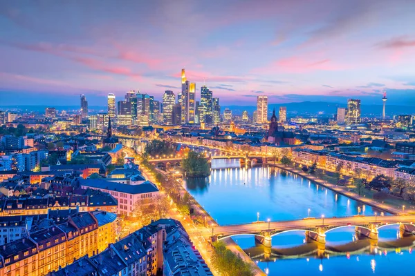 Vista Horizonte Cidade Frankfurt Alemanha Crepúsculo Vista Superior — Fotografia de Stock