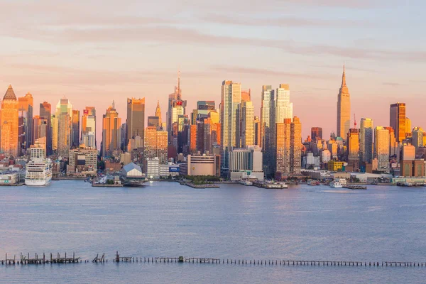 New York City Midtown Manhattan Zonsondergang Skyline Panorama Uitzicht Hudson — Stockfoto