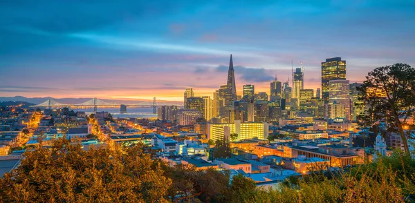 Krásný Výhled Obchodní Centrum Centru San Franciska Usa Soumraku — Stock fotografie