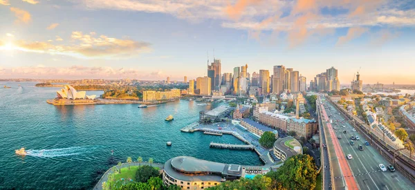 Centrum Sydney Panorama Australii Góry Widok Zmierzchu — Zdjęcie stockowe