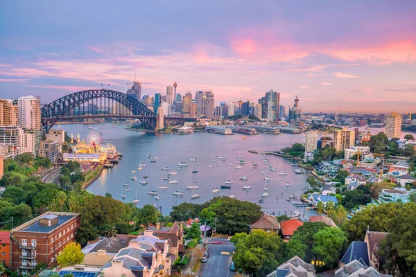 Downtown Sydney Panorama Austrálii Pohledu Shora Soumraku — Stock fotografie
